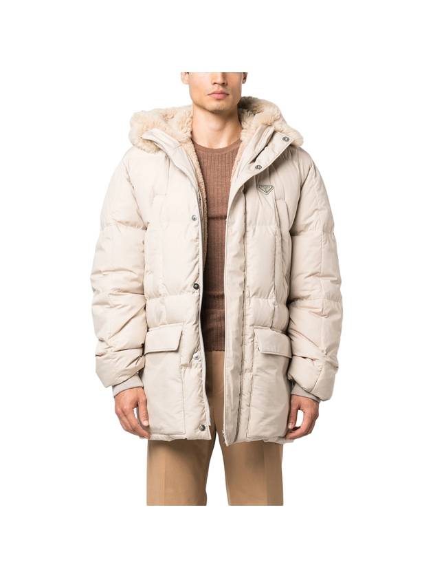 Triangle Logo Goose Down Padded Jacket Ivory - PRADA - BALAAN 1