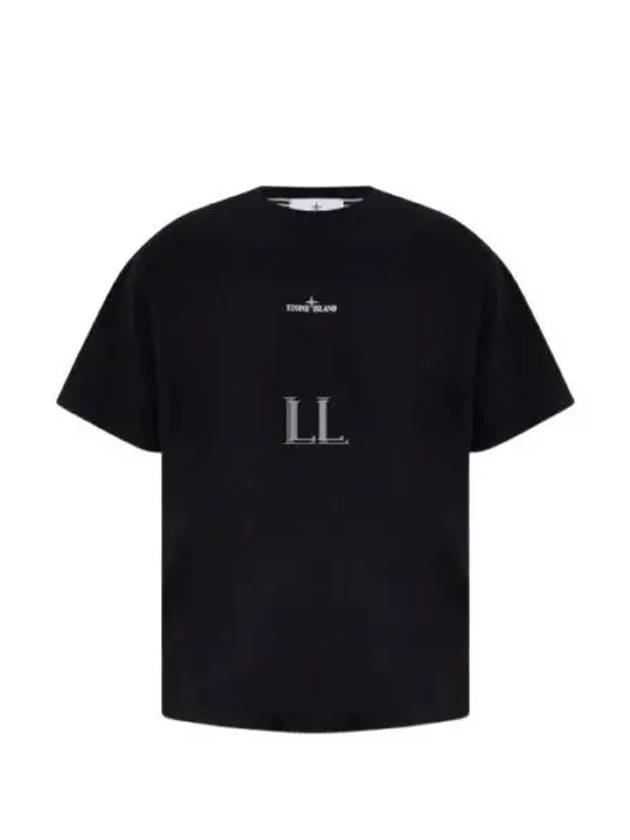 Logo Print Short Sleeve T-Shirt Black - STONE ISLAND - BALAAN 2