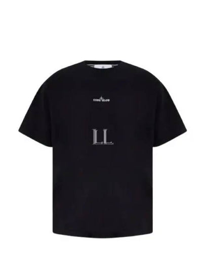 Logo Print Short Sleeve T-Shirt Black - STONE ISLAND - BALAAN 2