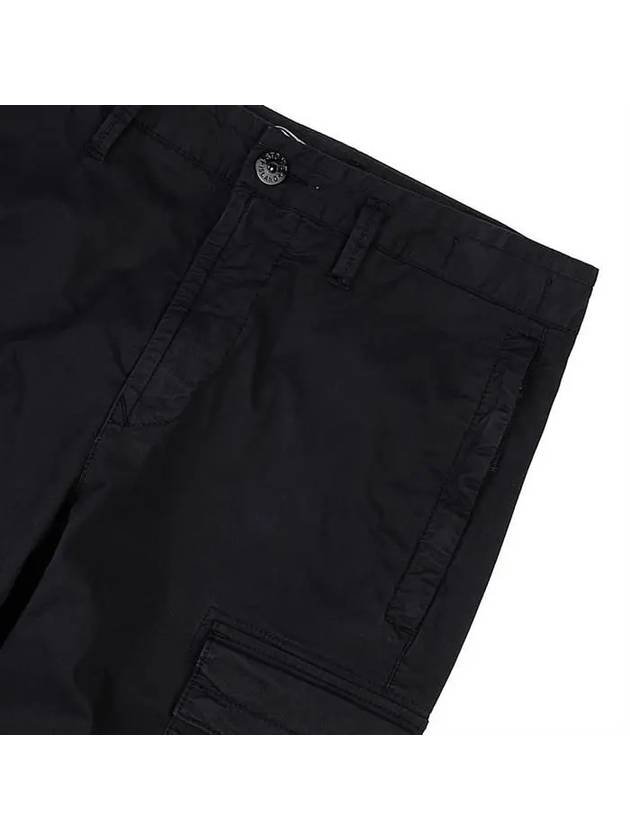 Stretch Cotton Gabardine Garment Dyed Cargo Straight Pants Black - STONE ISLAND - BALAAN 5