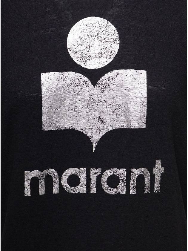 Koldi Linen Short Sleeve T-Shirt Black - ISABEL MARANT ETOILE - BALAAN 4