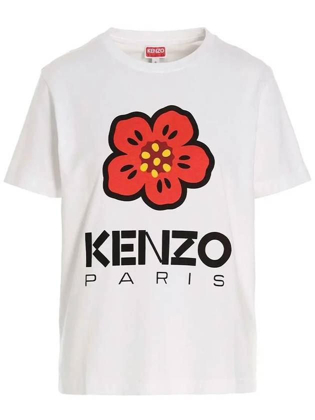 Women's Boke Flower Loose Fit Cotton Short Sleeve T-Shirt White - KENZO - BALAAN 2