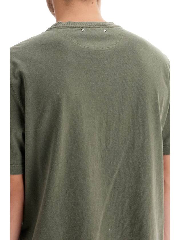 Golden Lettering Cotton Short Sleeve T-Shirt Olive Green - GOLDEN GOOSE - BALAAN 5