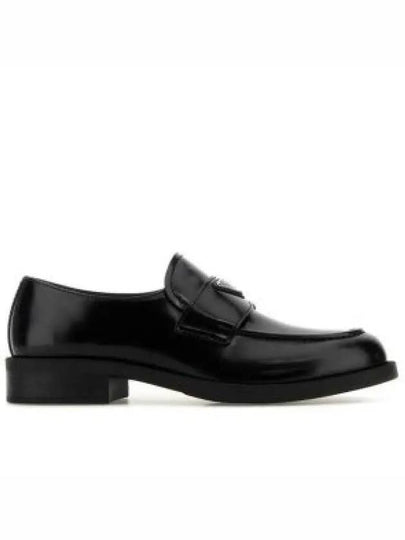 Triangle Logo Brushed Leather Loafer Black - PRADA - BALAAN 2