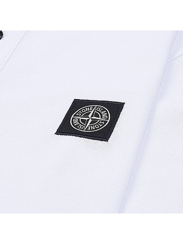 Pique Stretch Cotton Short Sleeve Polo Shirt White - STONE ISLAND - BALAAN 5