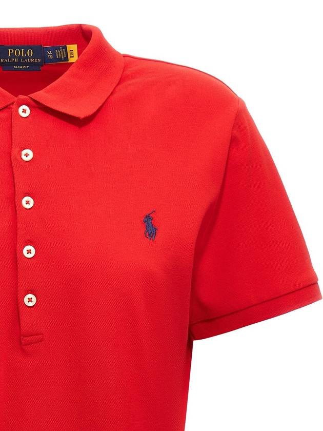 Women's Julie Embroidered Logo Short Sleeve Polo Shirt Red - POLO RALPH LAUREN - BALAAN 4