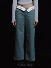 GREEN TURN UP LOGO BELT LOW RISE PANTS GREEN - DILETTANTISME - BALAAN 3