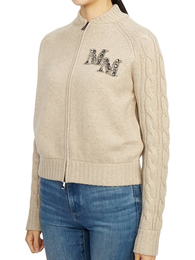 Armanda Cashmere Zip-Up Cardigan Beige - MAX MARA - BALAAN 4