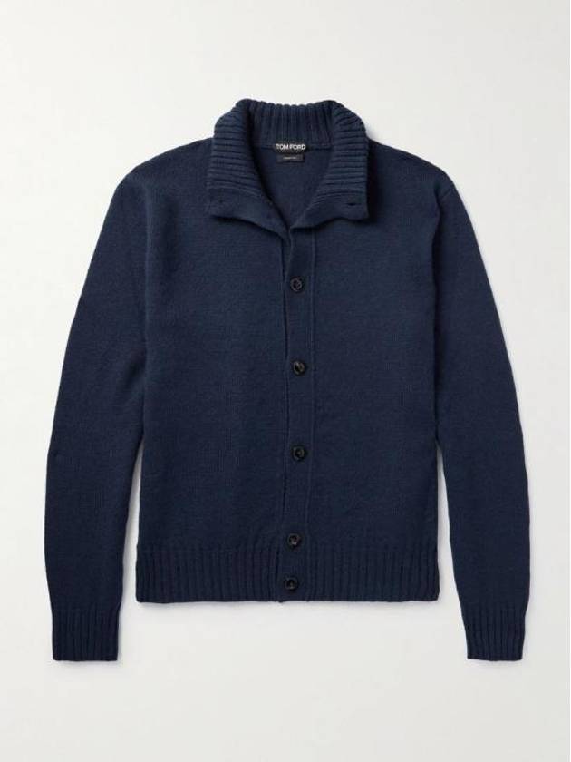 Cashmere Mohair Button Cardigan Blue - TOM FORD - BALAAN 2