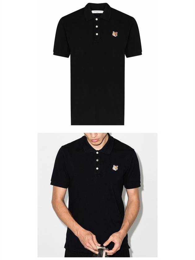 Fox Head Patch Classic Short Sleeve Polo Shirt Black - MAISON KITSUNE - BALAAN 5