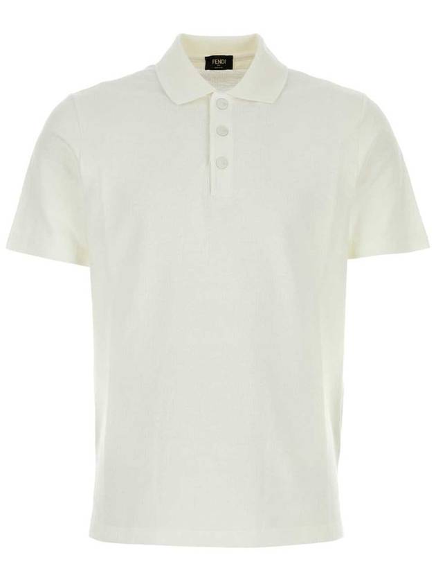 FF Pique Polo Shirt White - FENDI - BALAAN 2