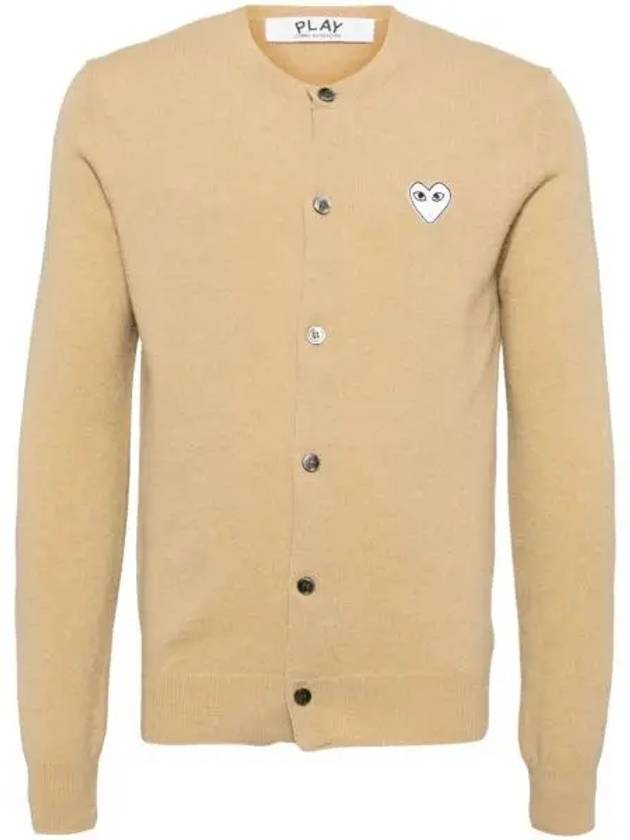 AX N065 051 2 White Heart Wappen Wool Cardigan 1338944 - COMME DES GARCONS - BALAAN 1