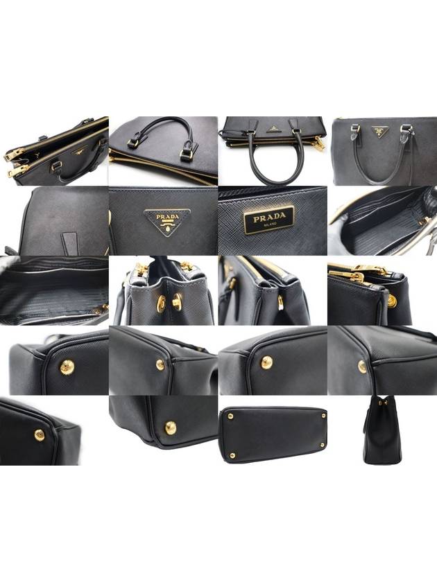 Women s Saffiano Leather Cross Bag Black Prada 1BA274 Lux Triangle Logo Galleria Large 2WAY - PRADA - BALAAN 10