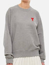 Cotton Heart Logo Sweatshirt Grey - AMI - BALAAN 6