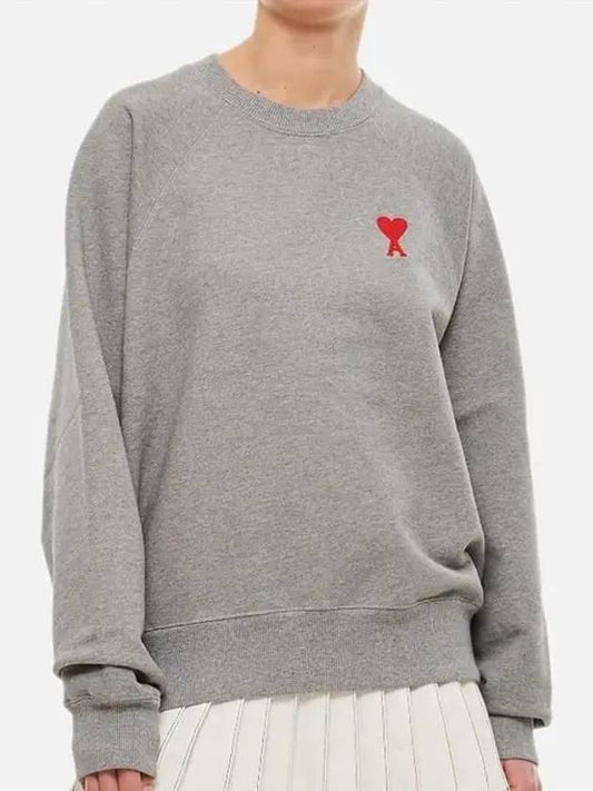 Cotton Heart Logo Sweatshirt Heather Grey - AMI - BALAAN 2