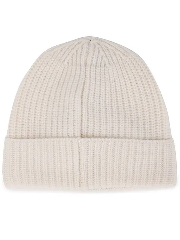 Logo Knit Beanie Natural - STONE ISLAND - BALAAN 3