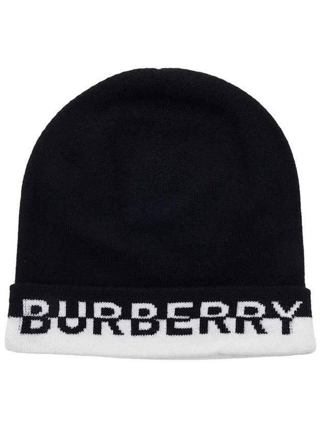 Cashmere Logo Beanie Black - BURBERRY - BALAAN 2