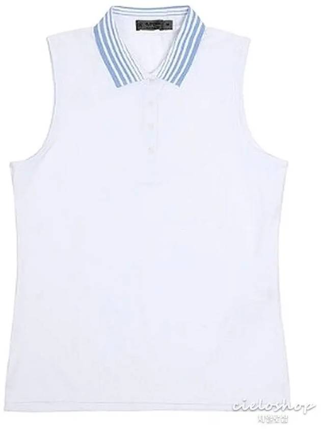 Pleated Collar Women s Golf Sleeveless T Shirt White G4LS22K91 - G/FORE - BALAAN 1