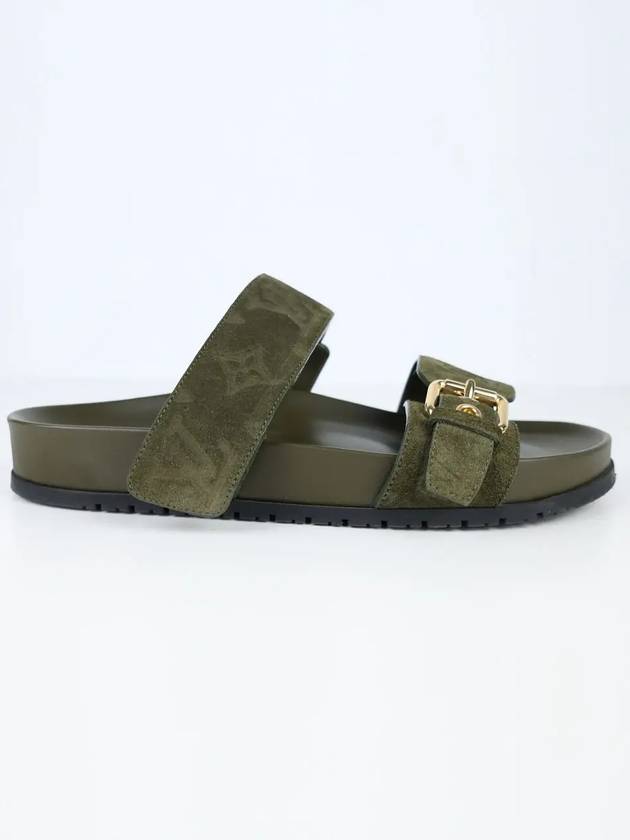 Bom Dia Flat Comfort Mule Sandals Khaki 37 1ABOYX - LOUIS VUITTON - BALAAN 2