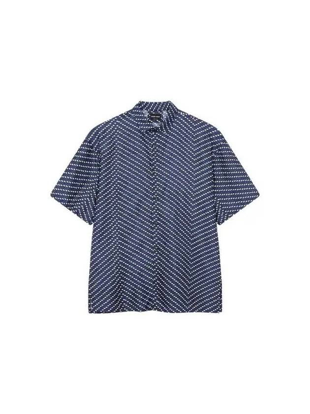 Men s Zigzag Pattern Silk Shirt Navy - GIORGIO ARMANI - BALAAN 1