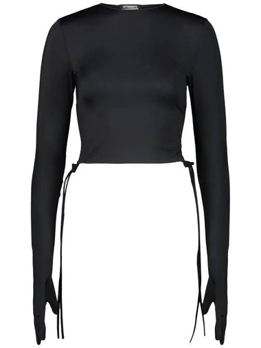 Cropped Round Neck Top WE64LS800B_BLACK - VETEMENTS - BALAAN 1