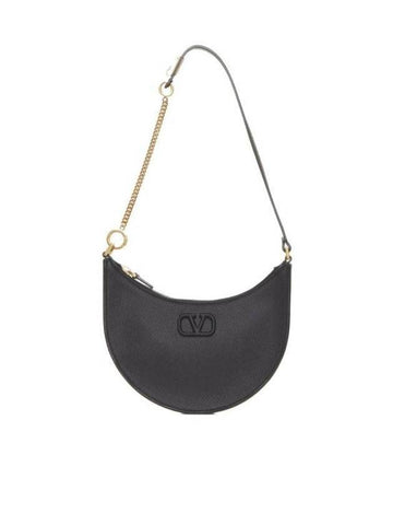 V Logo Classic Leather Chain Shoulder Bag Black - VALENTINO - BALAAN 1