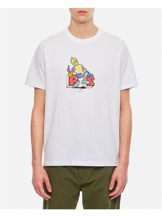 Robot Print Cotton Short Sleeve T-Shirt White - PAUL SMITH - BALAAN 1