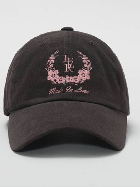 Washed Color Crown Logo Ball Cap_Charcoal - ITER - BALAAN 1