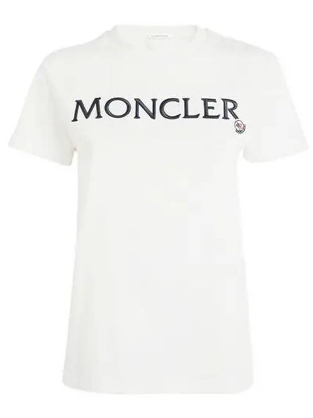 Embroidered Logo Cotton Short Sleeve T-Shirt White - MONCLER - BALAAN 2