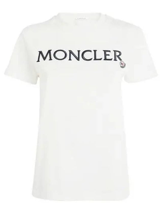 Embroidered Logo Cotton Short Sleeve T-Shirt White - MONCLER - BALAAN 2