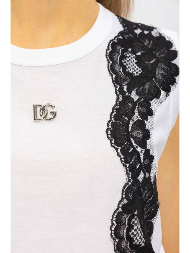 Lace Detail T-Shirt F8S23TGDB8M - DOLCE&GABBANA - BALAAN 6