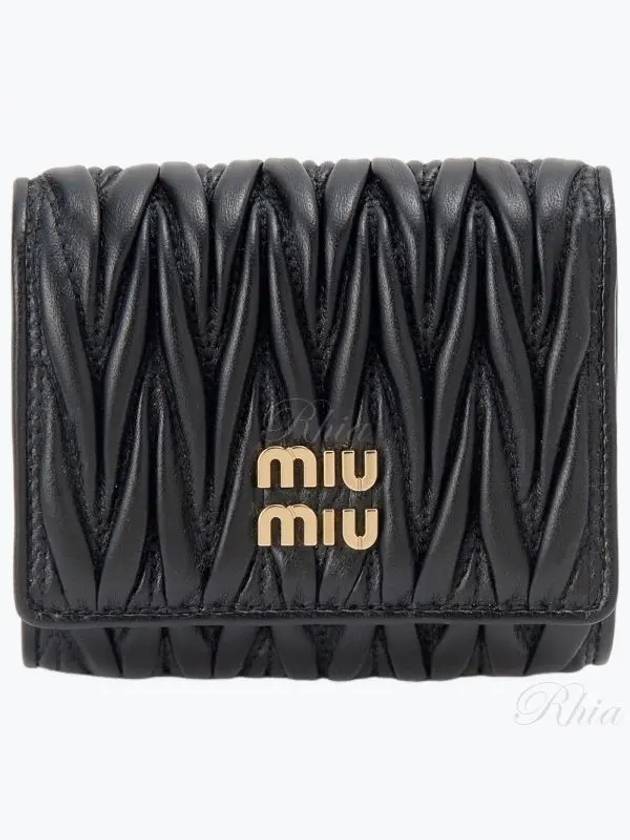 Matelasse Logo Nappa Leather Half Wallet Black - MIU MIU - BALAAN 2