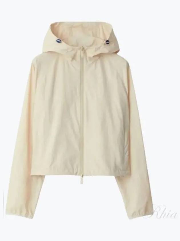 Equestrian Motif Crop Hoodie Zip-up Beige - BURBERRY - BALAAN 2