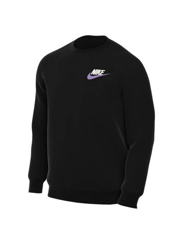 Men's Club French Terry Crew Long Sleeve T-Shirt Black - NIKE - BALAAN 1