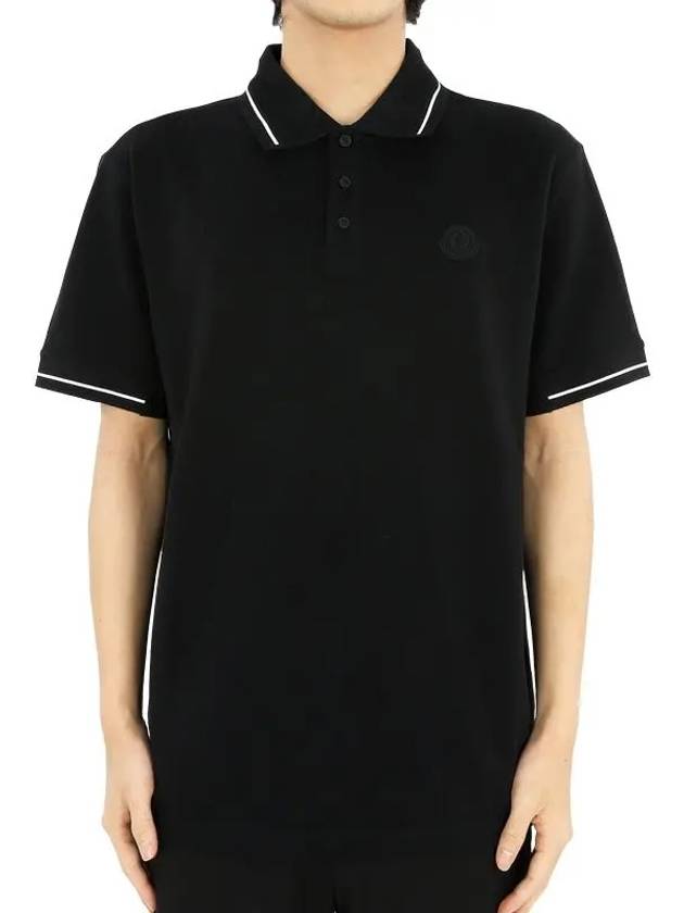 Men's Logo Patch Cotton Short Sleeve Polo Shirt Black - MONCLER - BALAAN 3