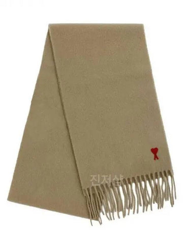 Small heart logo wool muffler beige US 36280984 1038385 - AMI - BALAAN 1