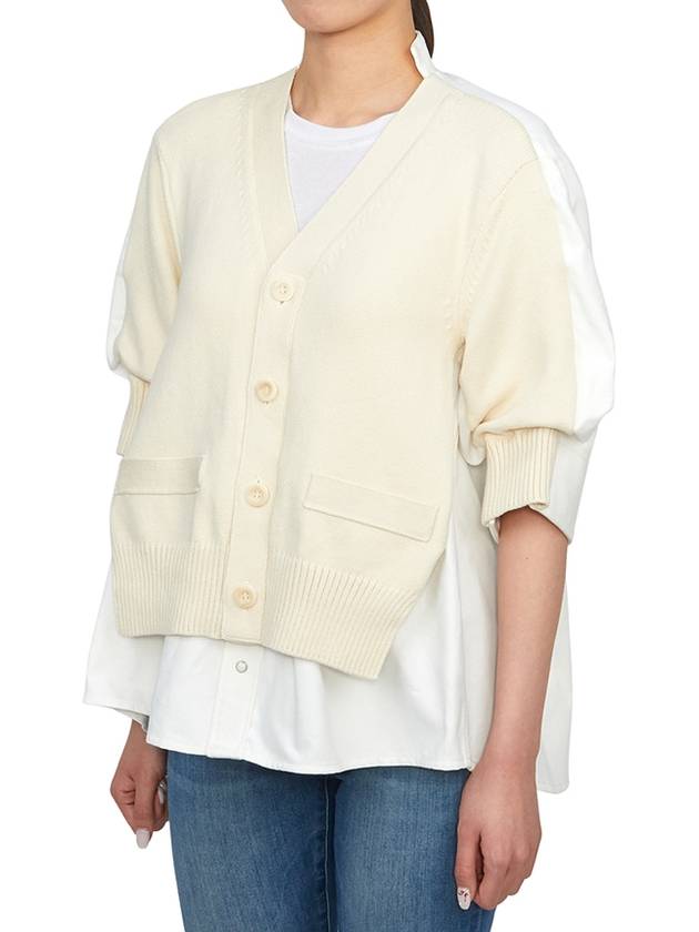 Denim Knit Cardigan Off White - SACAI - BALAAN 5