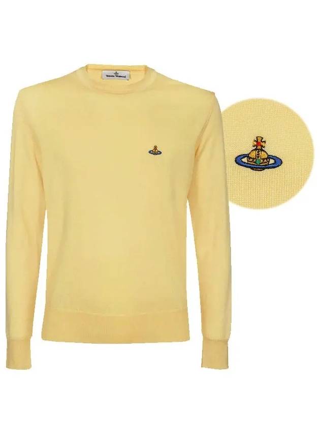 Men's ORB Embroidered Logo Wool Knit Top Yellow - VIVIENNE WESTWOOD - BALAAN 2