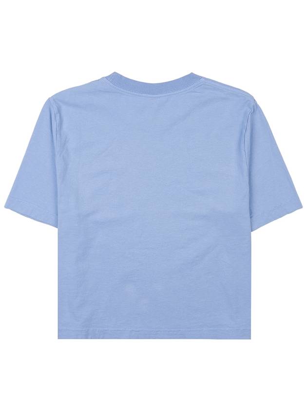 Logo Cropped Cotton Short Sleeve T-Shirt Light Blue - SPORTY & RICH - BALAAN 3