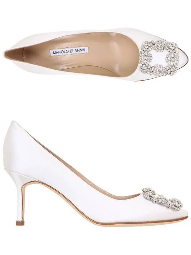 Hangisi Satin Jewel Pumps Heel 70mm White - MANOLO BLAHNIK - BALAAN 3