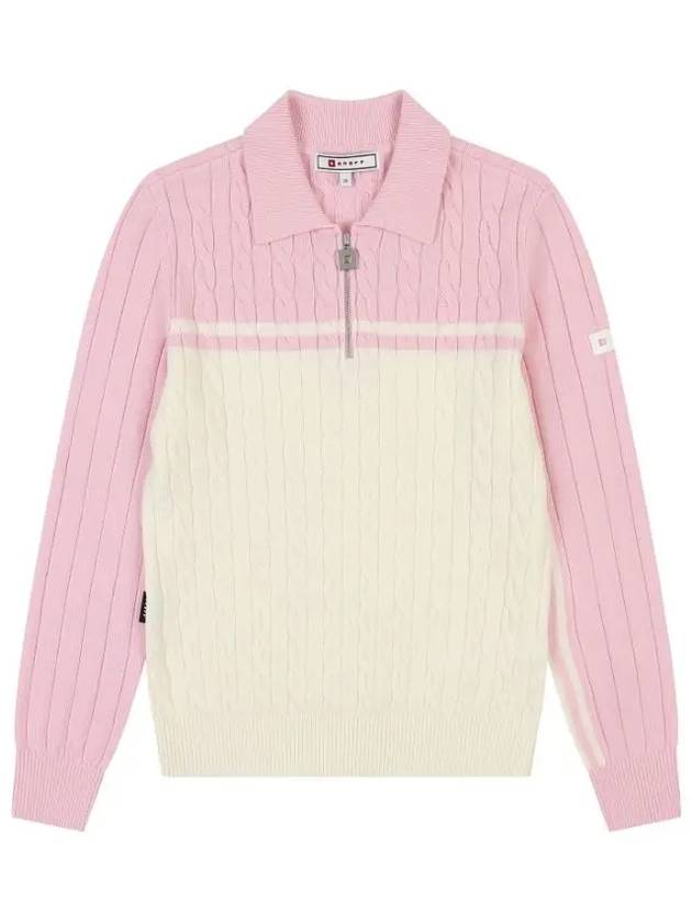 cable tissue half-zip color block sweater OF2303LBPINK - ONOFF - BALAAN 2