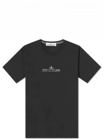 Logo Print Short Sleeve T-Shirt Black - STONE ISLAND - BALAAN 2