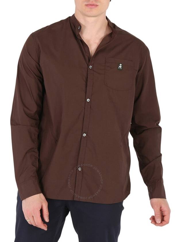 Undercover Brown Patch Detail Ruched Cotton Shirt, Brand Size 2 (Small) - UNDERCOVER - BALAAN 1