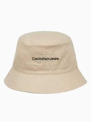 JEANS Beige CKJ Monogram Logo Bucket Hat HX0508 220 - CALVIN KLEIN - BALAAN 1