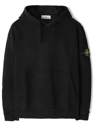 6100045 Organic Cotton Fleece Drawstring Hoodie Black - STONE ISLAND - BALAAN 2