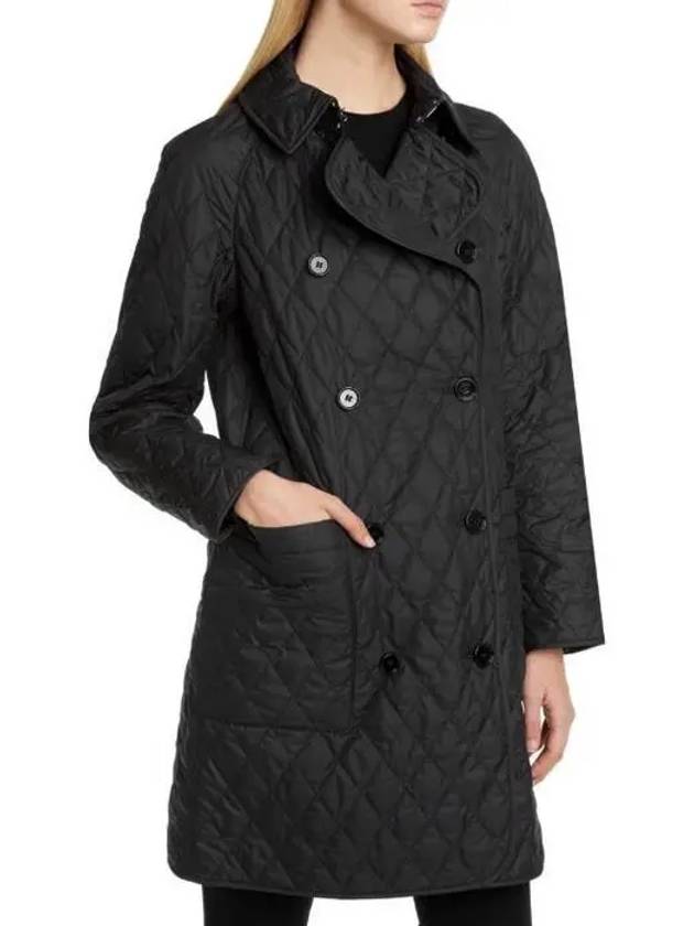 Tything Diamond Quilted Long Double Coat Black - BURBERRY - BALAAN 4