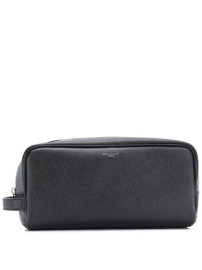 Grained Logo Pouch Bag Black - SAINT LAURENT - BALAAN 2