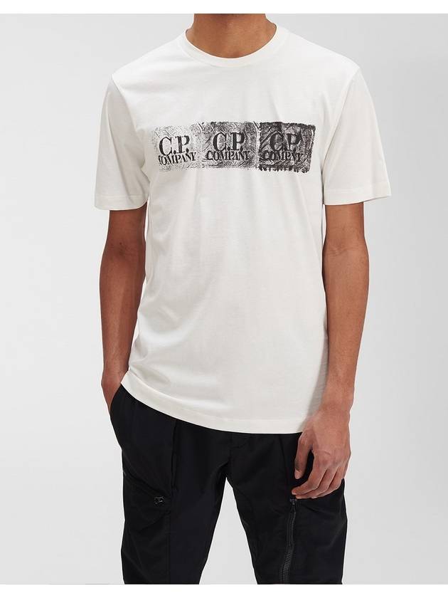 Logo Stamp Printed Short Sleeve T-shirt White - CP COMPANY - BALAAN 5