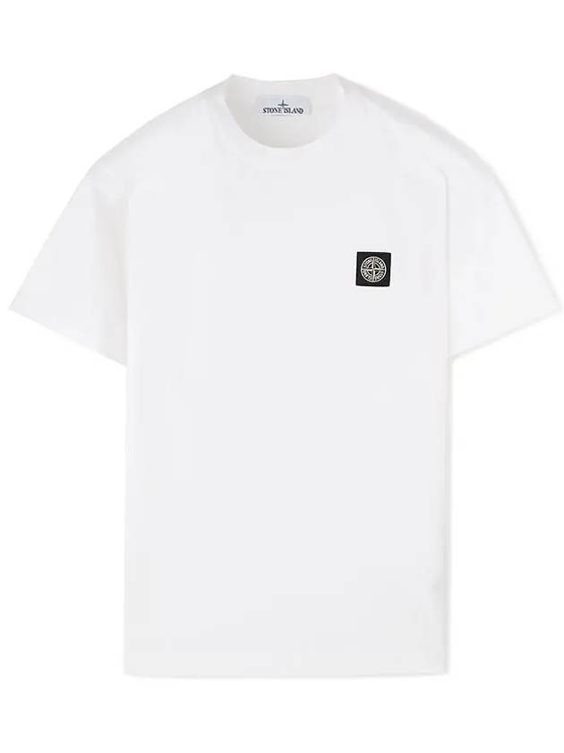 Logo Patch Cotton Short Sleeve T-Shirt White - STONE ISLAND - BALAAN 2