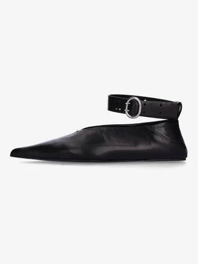 Ankle Strap Leather Ballerina Flats Black - JIL SANDER - BALAAN 2